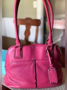 Tignanello Hot Pink Pebbled leather satchel bag